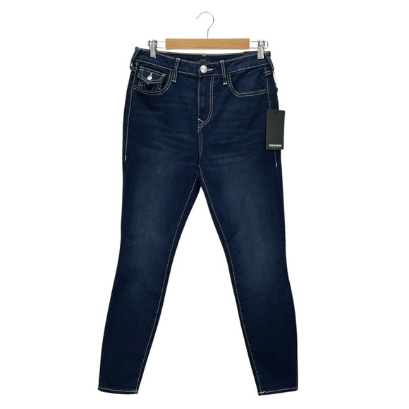 True Religion Jeans Halle Big T High Rise Flap Super Skinny Dark Wash 28/6 NWT - Picture 2 of 9